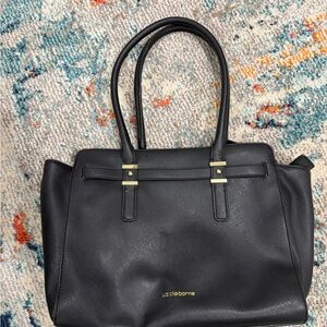 Liz Claiborne Black Tote with Gold Accents